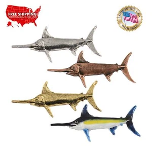 Pewter Swordfish Broadbill Fish Fishing Lapel Pin or Refrigerator Magnet, S025 - Picture 1 of 9