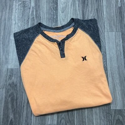HURLEY Premium Fit Button Front Orange & Gray Henley Shirt Men's Size Small - Image 1 of 4
