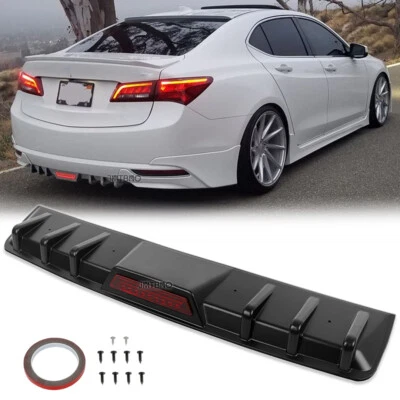 Para Acura ILX TLX TSX para-choque traseiro difusor barbatanas de tubarão spoiler faixa reflexiva - Imagem 1 de 4