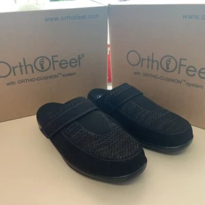 Orthofeet Louise Mules Womens Black Orthopedic Walking Slip On Shoes Size 9 Wide - Picture 1 of 6