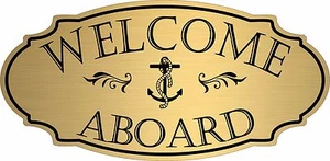 Letrero de puerta dorado "Bienvenido a bordo" placa de pared barco náutico playa - Envío gratuito - Imagen 1 de 1