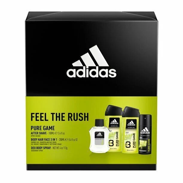 ADIDAS Men's Pure Game 2 Piece Set Hair Face Body Wash Shower Gel & Fragrance