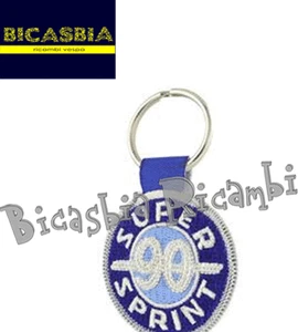 10654 - Keyring Embroidered Blue/White Vespa 90 Ss Super Sprint - Picture 1 of 1