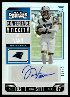 2023 Panini Contenders Rookie Conference Ticket Auto 18/75 Josh Vann #167 JW1 - Image 1 of 2