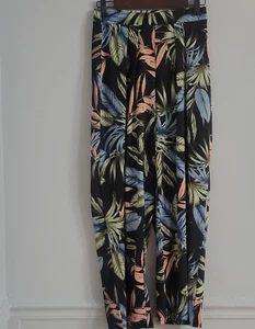 Philosophy Size Small Petite Pull On Wide Leg Floral Print Palazzo Pants Black - Picture 1 of 11