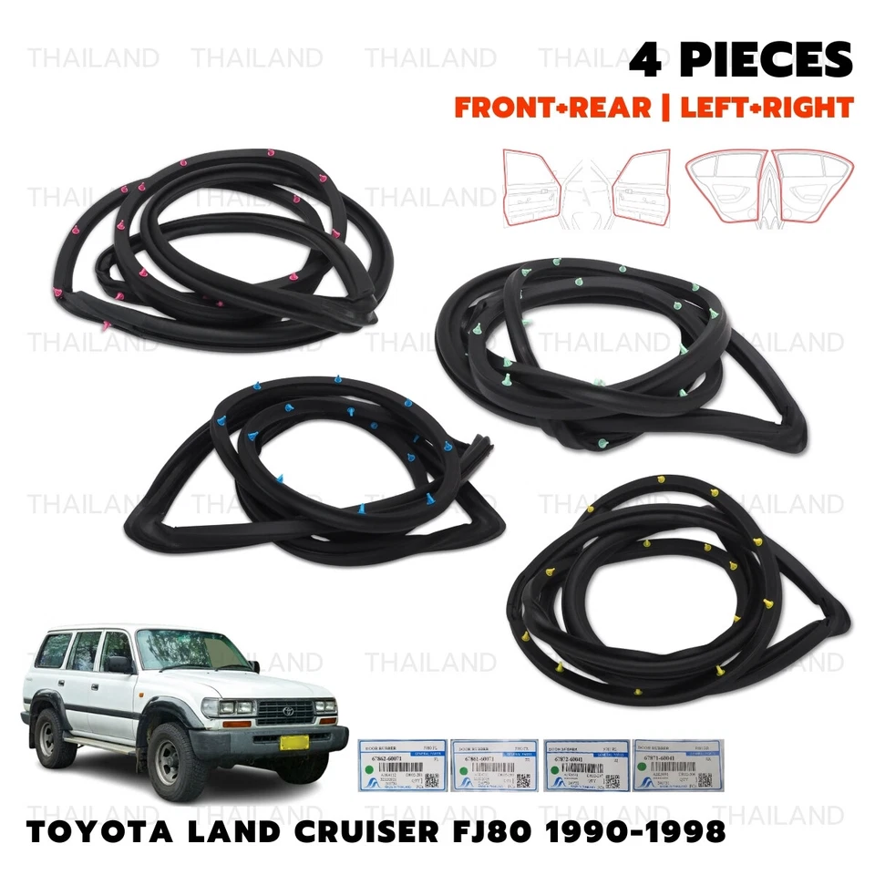 Juego de impermeabilización de sello de puerta delantera trasera para Toyota Land Cruiser FJ80 1990-1998 Foto 1 de 4