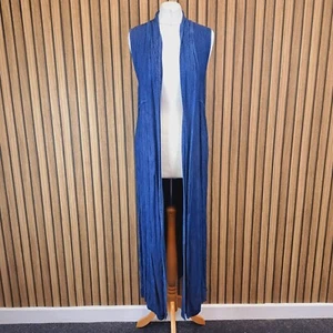 Vintage Phool Denim Blue Jacket Cardigan UK 12 Sleeveless Chambray Calf Length - Picture 1 of 11