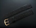 Men's 19Mm Xl Long Black Genuine Crocodile Watch Strap/Band