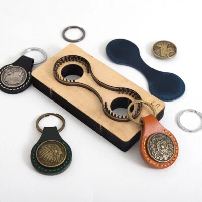 Rounded Keychain Leather Cutting Die Key Ring Fob Holder Cut Template Pattern - Image 1 of 4