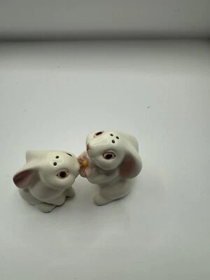 Salero y pimentero Avon vintage conejito conejo blanco rosa flor 1983 Foto 1 de 4
