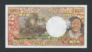 TAHITI 1000 francs  1985 sig.5 Krause 27d Uncirculated  Banknotes - Picture 1 of 4