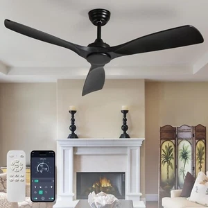 Ceiling Fan Without Light Modern: 52 Inch Outdoor Fan for Patios with Remote APP - Picture 1 of 32
