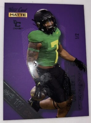 2022 Wild Card Chase Purple 100 Stripe 1/2 CJ Verdell #MB-18 Oregon Ducks, Colts - Image 1 of 4