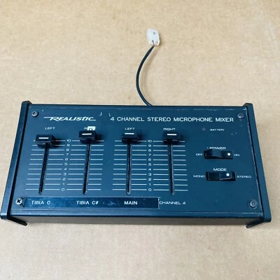Realistic 4 channel Stereo Microphone Mixer 32-1105A Vtg - Image 1 of 4
