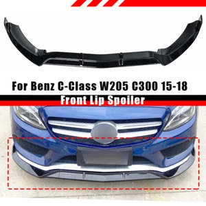 For 2015-2018 Benz C-Class W205 Sport Gloss Black Front Bumper Lip Splitter - Picture 1 of 9