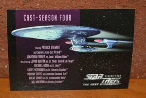 STAR TREK THE NEXT GENERATION TRADING CARD CAST SEASON FOUR U.S.S ENTERPRISE-D
