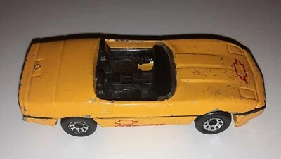 1983 Matchbox Corvette Yellow, Black Interior missing windshield  - Image 1 of 3