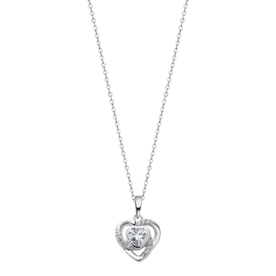 Collana Donna Lotus Silver in Argento Con Pendente Cuore e Zirconi LP3055-1/1 - Immagine 1 di 1