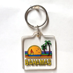 Llavero Vintage Años 80 Bahamas, Llavero 2 Caras Anillo Años 80 Velero Atardecer Palma. - Imagen 1 de 8