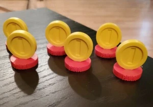Super Mario Bros Chess 2009 Pawn Pieces Coin Tokens Count of 6 Replacement - Picture 1 of 2