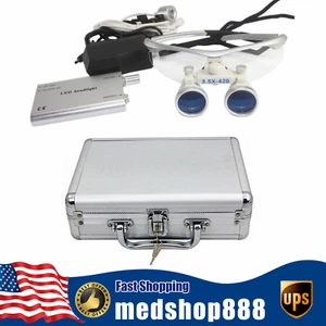 Surgical Dental Loupes Glasses Medical Binocular Magnifier 3.5X 420mm LED Light - Picture 1 of 6