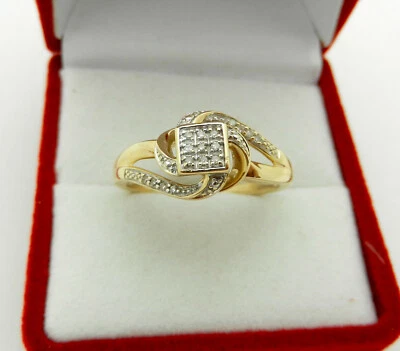 Anillo de mujer con diseño de remolino de oro macizo de 14k diamantes naturales Melle 3 gr talla 8,5 Foto 1 de 4