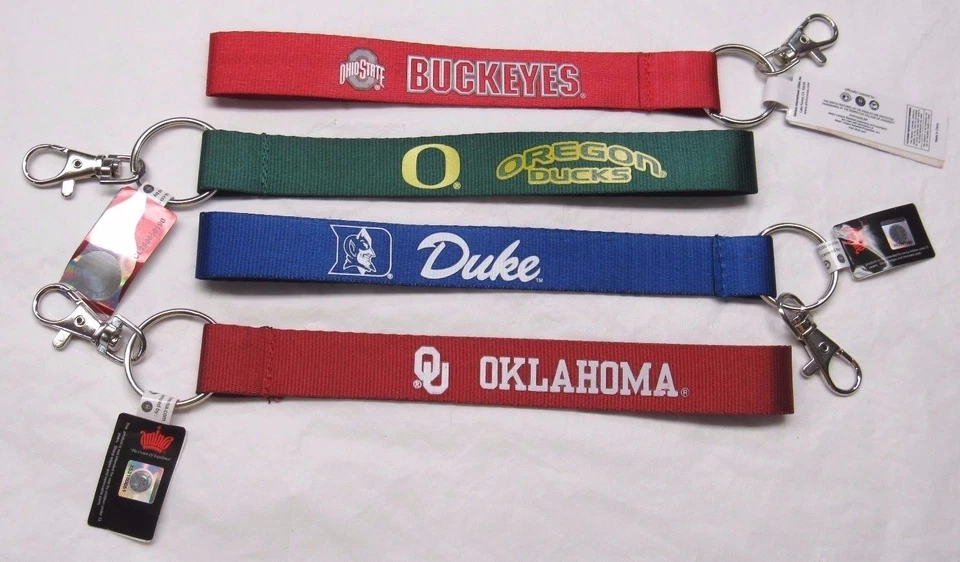 NCAA Wristlet Key Chains 8.5" Long .75" Wide Made by Aminco Select Team Below - Image 1 of 1