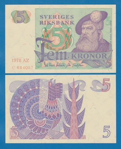 Sweden 5 Kronor P 51d "AZ" 1978 UNC ( P 51 d ) Cover