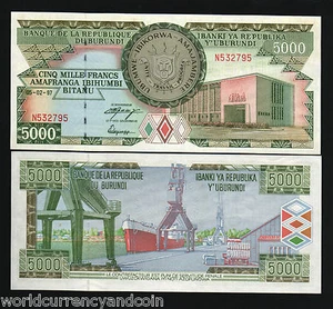 BURUNDI 5000 5,000 FRANCS P40 1997 SHIP UNC AFRICA PAPER MONEY BILL BANK NOTE - Picture 1 of 1