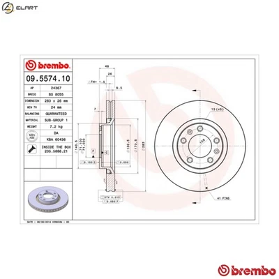 2x BRAKE DISC 09.5574.10 FOR CITROEN PJZ /PHZ /P8C /P8A 2.1L P9A 2.1L R6A 2.0L - Image 1 of 4