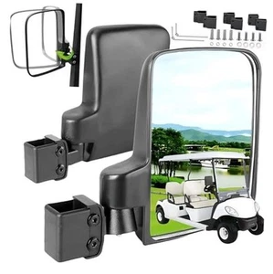 Golf Cart Side Mirrors, (2025 Upgrade) No Drilling 180 No Drilling -Black - Picture 1 of 7