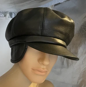Vintage Soft Leather 8 Panels Newsboy Cap Earflap Winter Hat Gatsby Size XL - Picture 1 of 10
