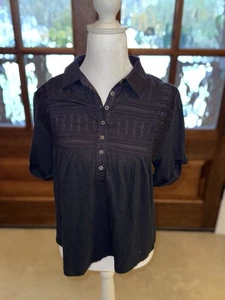 Sundance Neu mit Etikett Damen PXS Babydoll schwarz Bluse romantisch lässig weich feminin - Bild 1 von 7