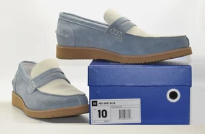 B0 Auth MARC NOLAN Abe Baby Blue Colorblock Suede Penny Loafers Size 10 D $145 - Picture 1 of 9