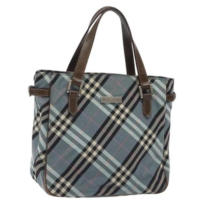 Auténtico bolso de mano Burberry Nova Check etiqueta azul nailon azul plata 128058 Foto 1 de 4