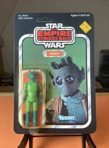 Vintage Kenner Star Wars Greedo Figure Card 41 retro MOC! 1980 NON PERFORATO! ESB - Foto 1 di 11