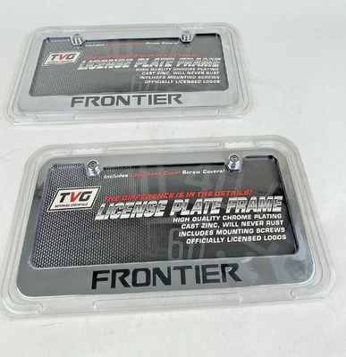 2 New Metal License Frame w/ Screw Cap Engraved Black Letter Nissan Frontier - Image 1 of 4