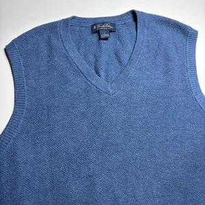 Brooks Brothers Men's Blue Cashmere Blend V-Neck Knit Sweater Vest Size L - Picture 1 of 6