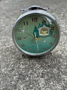 Reloj despertador animado mecánico vintage diamante raro. Metal. Leer - Imagen 1 de 2