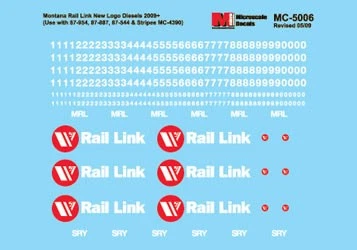 Microscale MC-5006 HO Montana Rail Link "Rail Link" Red Dot Style Decal Sheet - Image 1 of 1