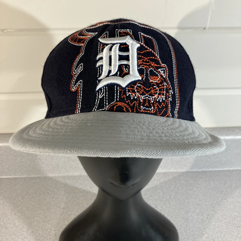 Detroit Tigers 7.25 New Era 59fifty Fitted Hat Navy Air Crew Side Patch Vtg Rare - Image 1 of 4