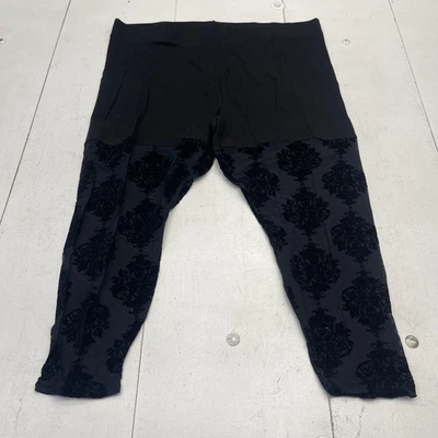 Torrid 紧身裤女式 4 码黑色骷髅锦缎绒高腰弹力 — 第 1/4 张图片