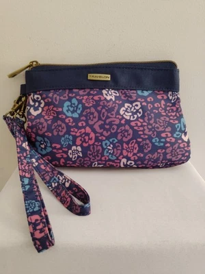 Bolso sin asas TRAVELON pequeño organizador RFID azul florecido  Foto 1 de 4