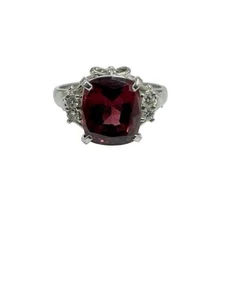 Estate 2.57 ctw Rhodolite Garnet & Diamonds Platinum Cocktail Ring - Picture 1 of 6