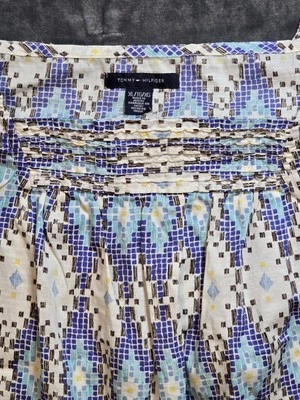 Tommy Hilfiger Mujer XL Estampado Azteca Manga Corta Cuello Cuadrado Verano Top  Foto 1 de 3