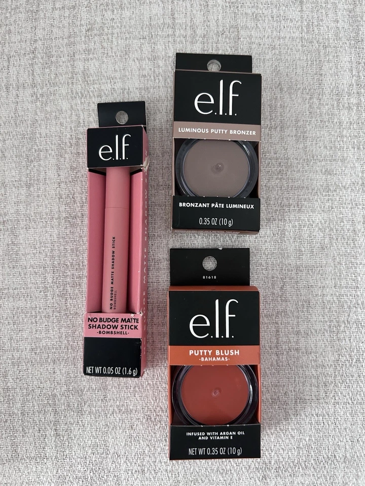 Elf Lot Of 3 Eyeshadow Stick Bronzer Putty Blush Face Makeup Bombshell Bahamas  - Image 1 of 4