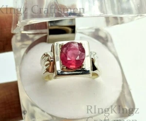 RUBY NATURAL STONE OVAL CUT HANDMADE STERLING SILVER 925 MENS RING SIZE 7 - Picture 1 of 5