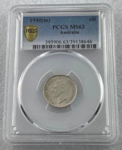 1940(M) Australia Sixpence 6d Amazing Quality - PCGS MS63 - Choice! - Imagen 1 de 2