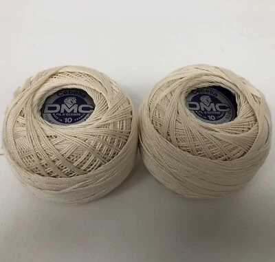 2 50g Balls Of DMC CEBELIA Antique White No. 10 Total 100% Cotton Crochet France - Image 1 of 4