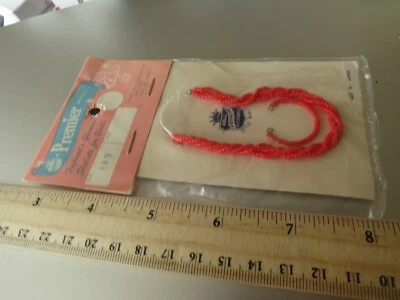 Collar y pulsera vintage muñeca roja de 15" a 20" en paquete Premier original #199 Foto 1 de 2
